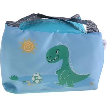 Imagem de Bolsa Lancheira Térmica Infantil Marmita Lanche Escolar Bolsinha Lancheirinha Alça Mão (Azul Claro Dino)