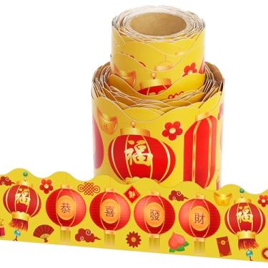 Imagem de Wonmon Rolo de borda de quadro de avisos de ano novo chinês, ano de cobra de 2025, acabamento de bordas de boletim de ano novo chinês para decoração de quadro de avisos de sala de aula de ano novo