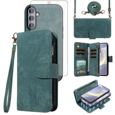 Imagem de Capa de celular para Samsung Galaxy S24 Plus/S25 Plus S24+ S25+ 5G Carteira magnética destacável com protetor de tela, cordão transversal, suporte para cartão S24Plus 24S + S 24 24+ S25Plus 25S 25+