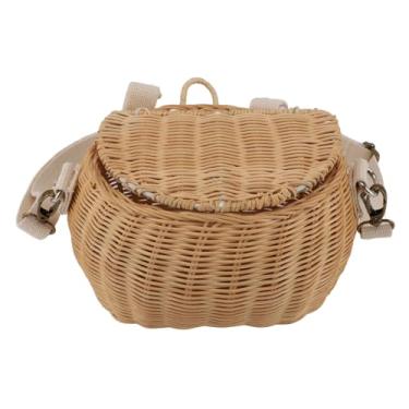 Imagem de Cesta de Bicicleta Tecida para Crianças, Cesta de Triciclo de Scooter de Bicicleta, Cesta Infantil Mochila Finamente Tecida Com Tampa Alça de Ombro Cesta de Guiador Frontal Cesta