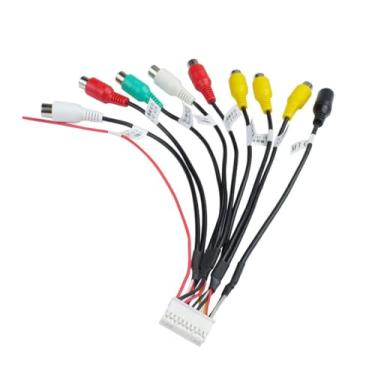 Imagem de Adaptador de fiação RCA estéreo para carro Android de 20 pinos com 8 conectores RCA de rádio fêmea vídeo CVBS AUX SUB MIC conjunto de plugue