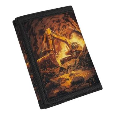 Imagem de GIFTPUZZ Wallt para crianças, carteira de moedas, para meninos, homens, carteira de poliéster, porta-cartões e dinheiro, Escavadeira, One Size, Moderno