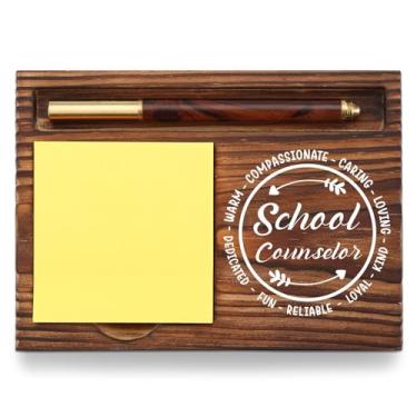 Imagem de Porta-notas adesivas para conselheiro escolar de madeira, presente de agradecimento ao conselheiro escolar, presente de agradecimento para psicologia, terapeuta, assistente social, suporte autoadesivo