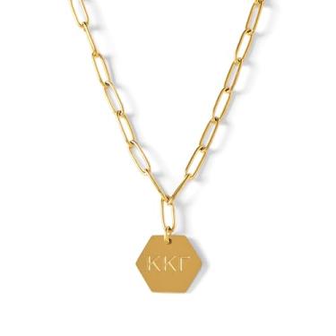 Imagem de Sorority Shop Colar de clipe de papel Kappa Kappa Gamma — Colar de presentes de irmandade KKG banhado a ouro 18K, presentes de longa duração Kappa Kappa Gamma para mulheres, tamanho único, banhado a ouro, sem pedra preciosa, One Size, Banhado a ouro, Sem pedra preciosa