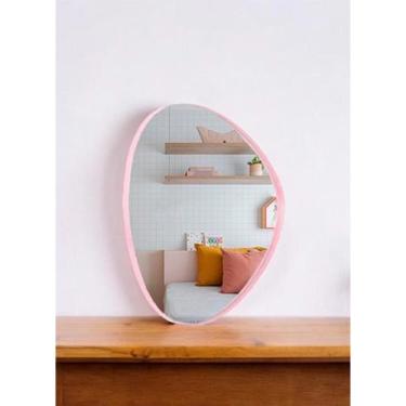 Imagem de Espelho Orgânico Decorativo Em Couro Medio - DIRETOO, Rosa