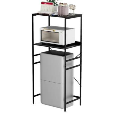 Imagem de QieerHior Mini prateleira de geladeira, mini geladeira e microondas, suporte para armazenamento de minigeladeira, altura ajustável, suporte para micro-ondas e geladeira, adequado para dormitórios,