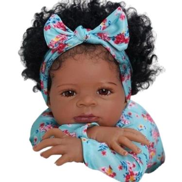 Imagem de Bebê Reborn Menina Olhos Abertos Cabelo Implantado Artesanal Corpo De Pano Macio