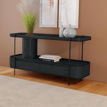 Imagem de Aparador Sala de Jantar Cachepot em Madeira Maciça Ébano 2 Gavetas Est