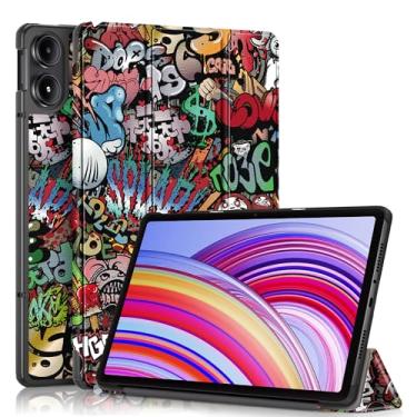 Imagem de Gylint Capa para Xiaomi Poco Pad 12.1'' 2024, capa dobrável ultrafina de couro PU padrão para Xiaomi Redmi Pad Pro 5G / Xiaomi Poco Pad 30.7 cm 2024 Graffiti