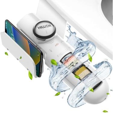 Imagem de Acessório de bidê ultrafino para vaso sanitário com filtro, livre-se do cloro, pH equilibrado, alta pressão ajustável para limpeza completa, bicos duplos não elétricos (frontal/traseiro) para todos,