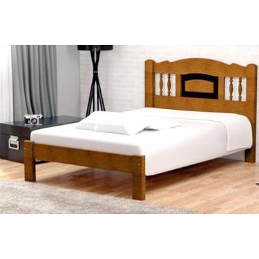 Imagem de Cama de Casal Bella de Madeira Tauari - Cor Imbuia/Preto