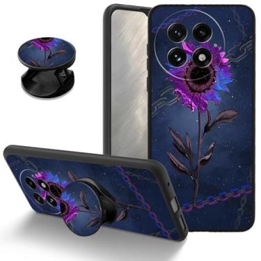 Imagem de AIRWEE Capa de telefone TPU macia para Oneplus 13 5G, capa protetora fina com suporte, proteção contra quedas, absorção de choque, capa compatível com carregamento sem fio para Oneplus 13, flor roxa