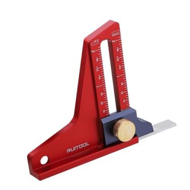 Imagem de ＡＷＨＡＯ Medidor de altura de serra de mesa, régua de medição de profundidade de escala dupla ajustável para madeira, Imperial 0 to 2inch