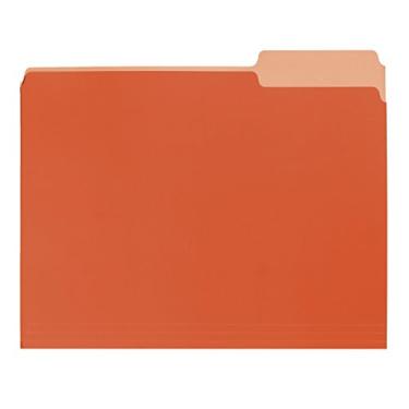 Imagem de School Smart Pastas de arquivo reversíveis de dois tons com corte 1/3 - Tamanho carta - Pacote com 100 - Laranja