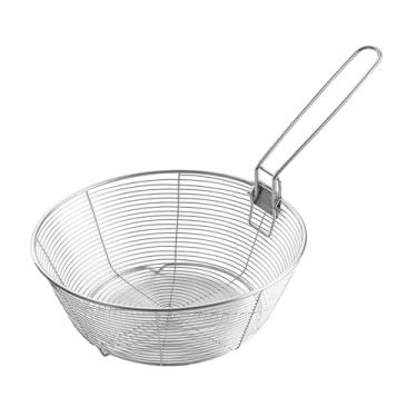 Imagem de FytStycale Cesta redonda de fritas de fibra, frigideira de lasca francesa de malha, filtro de candidatura de malha de peneira, para cozinhar, L