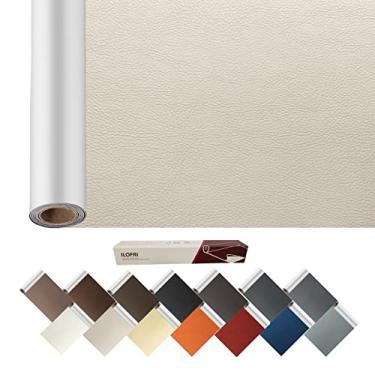 Imagem de ILOFRI Grande Remendo de Reparo de Couro de 60 X 17 Polegadas, Suporte de Adesão Forte, Vinil Autoadesivo e Kit de Reparo de Couro para Sofá, Assento de Carro, Móveis, Estofados, Sofá - Marfim