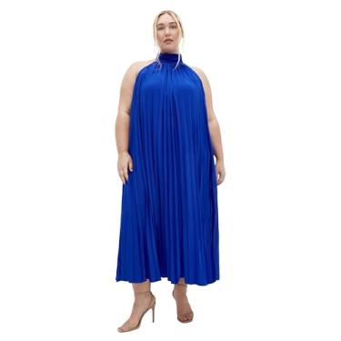 Imagem de City Chic Vestido feminino plus size - Aida frente única gola longa, Cobalto, 54