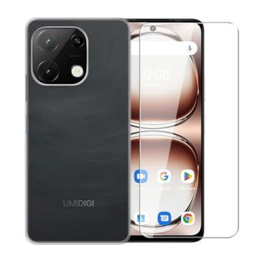 Imagem de WDMYLFTW Capa para Umidigi Note 100A + película protetora de tela de vidro temperado - Capa protetora de TPU à prova de choque flexível de silicone transparente para Umidigi Note 100A (transparente)