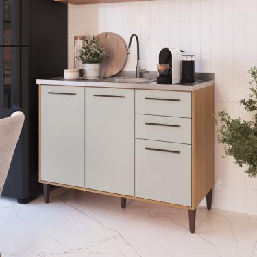 Imagem de Balcão 3 Portas 2 Gavetas 120 cm sem Tampo Jade Delmarco - Freijo/Arenas