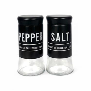 Imagem de Kit Porta Saleiro Pimenteiro Manhattan Em Vidro 120ml 2 Pçs - Hauskraf