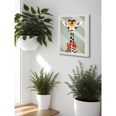 Imagem de Quadro Decorativo Girafa Baby C/ Laço Sala Quarto + Vidro A4 - Genéric