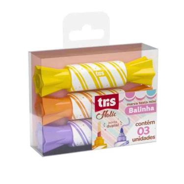 Imagem de Mini Marca Texto Balinha Holic Ponta Dupla 3 Unidades - Tris