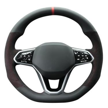 Imagem de MEWANT Capa de volante costurada à mão para Volkswagen VW Golf 8 2020-2021/GTI 8 2020-2021/GTD 8 2020-2021/GTE 8 2020-2021/R8 2021/Arteon 2020-2021/Tiguan 2020-2020-2021/Tiguan 2020-2020-2021/021/Touu