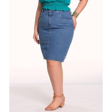 Imagem de Saia Feminina Jeans Plus Secretaria Razon Jeans, 50