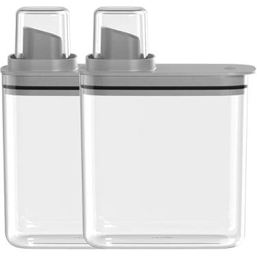 Imagem de KIT DISPENSER AMACIANTE SABAO EM PÓ FLOW 1,5 CINZA FECHADO LAVANDERIA LAVABO MÁQUINA DE LAVAR COM DOSADOR