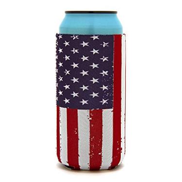 Imagem de 2 unidades de latas de refrigeração finas – Bandeira americana de neoprene para latas finas de 340 g de altura, mangas esfriadoras de latas finas, adequadas para todas as latas finas de metal de 340 ml como garra branca, Red Bull, Michelob Ultra