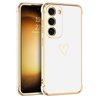 Imagem de BENTOBEN Capa para Samsung Galaxy S23, linda estampa de coração fina para S23, capa macia flexível à prova de choque TPU (poliuretano termoplástico) para mulheres e meninas, antiderrapante, capa de carregamento para Samsung S23 de 6,1 polegadas, branca