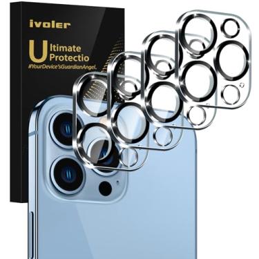 Imagem de [Pacote com 4] Protetor de lente de câmera iVoler projetado para iPhone 13 Pro Max 6,7 polegadas/13 Pro 6,1 polegadas protetor de tela de vidro temperado [compatível com capas][nova versão