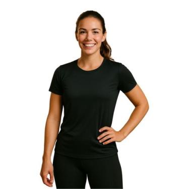 Imagem de Camiseta Feminina Básica Poliéster Lisa Tradicional Treino - ALLMATEC,