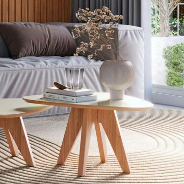 Imagem de Mesa De Centro Orgânica 65cm Nature Dalla Costa Off White/freijó