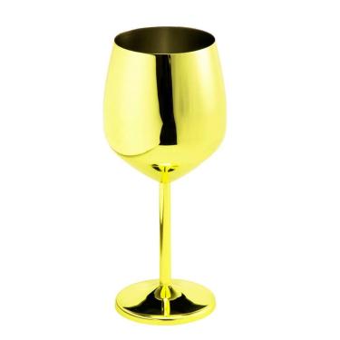 Imagem de Taça Metalizada Vinho Drink Gyn Festa Buffet Dourada 500ml