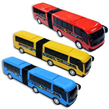 Imagem de 3 Ônibus Brinquedo Articulado Metropolitano Plástico Grande (Colorido 03)