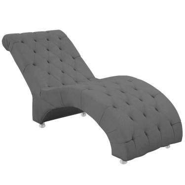 Imagem de Espreguiçadeira Recamier Divã Para Sala E Clínica Veludo Cor Cinza Chumbo