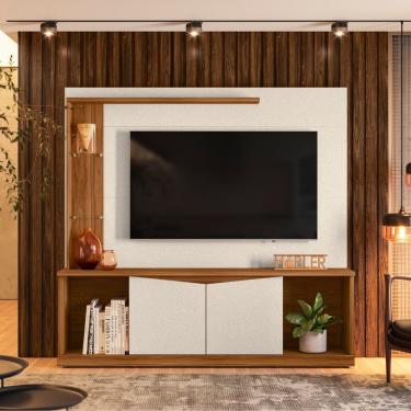 Imagem de Estante Home Tucson Para Tv Até 70 Polegadas Cinamomo Mel-pérola Metalizado -mabe Magazine