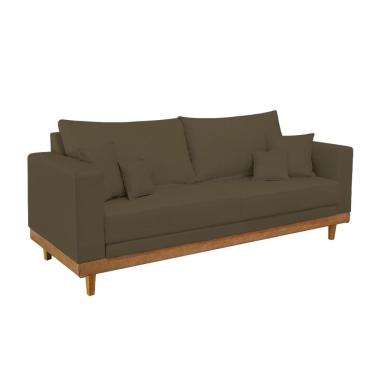 Imagem de Sofá 3 Lugares Living Com Base Madeira Suede Balaqui Decor Marrom