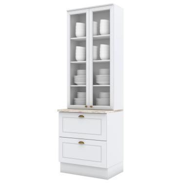 Imagem de Cristaleira 2 Portas 2 Gav 72 Cm C357 Americana Branco Calcare Henn