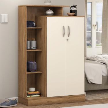 Imagem de Armário Multiuso Sapateira 2 Portas Com Chave Denver Amêndola Touch-off White