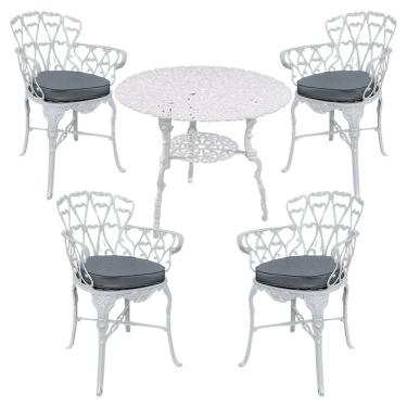 Imagem de 4 Cadeiras Viena Alumínio Mesa área Externa Jardim Varanda Cinza-escuro