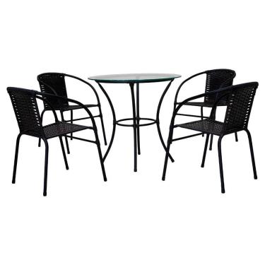Imagem de Mesa Happy Hour Famais Com 4 Cadeiras Revestidas Preto