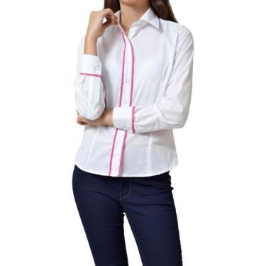 Imagem de  Camisa Social Feminina Manga Longa Slim Branca detalhe XGG - UNYFORME