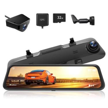 Imagem de Mirror Dash Cam WOLFBOX G840H com tela e suporte de 11,8"