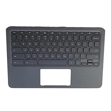 Imagem de F-HONG ELECTRONIC CO LIMITED Novo Substituto Original Para Hp Chromebook 11A-Nb0013Dx 11A-Nb0047Nr Nb Laptop, Conjunto De Teclado E Apoio As Mãos, Peça L99855-001, Preto, 11,6"