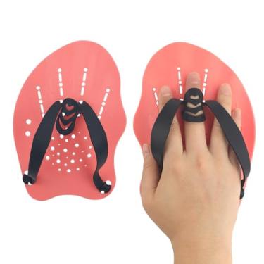 Imagem de lasuroa 2un Palmar Mão Nadar, Palmas Mão para Treinamento Natação em Raias com Tiras Ajustáveis Acessório de Natação para Mulheres Homens Crianças Melhorar Velocidade Braçada e Técnica