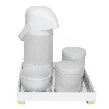 Imagem de Kit Higiene Dourado Bebê Completo Porcelanas Bandeja Espelho - Potinho