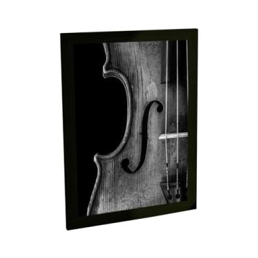 Imagem de Quadro Decorativo Violoncelo Ilustração Foto Preto Branco Decoração Poster Quarto Sala