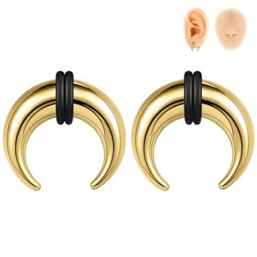 Imagem de 6ixGosh 00G-16G Pincher de septo, anéis de septo de aço inoxidável, piercings de septo, formato C, expansor de orelha para alongamento, furado, dourado/preto/prata, Aço inoxidável, Sem pedras